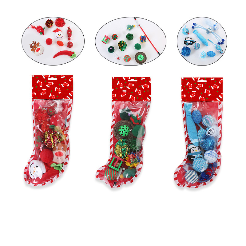 New Popular Christmas Pack Pet Cat Pet Dog Toy Set PE Socks Pack Pet Toy