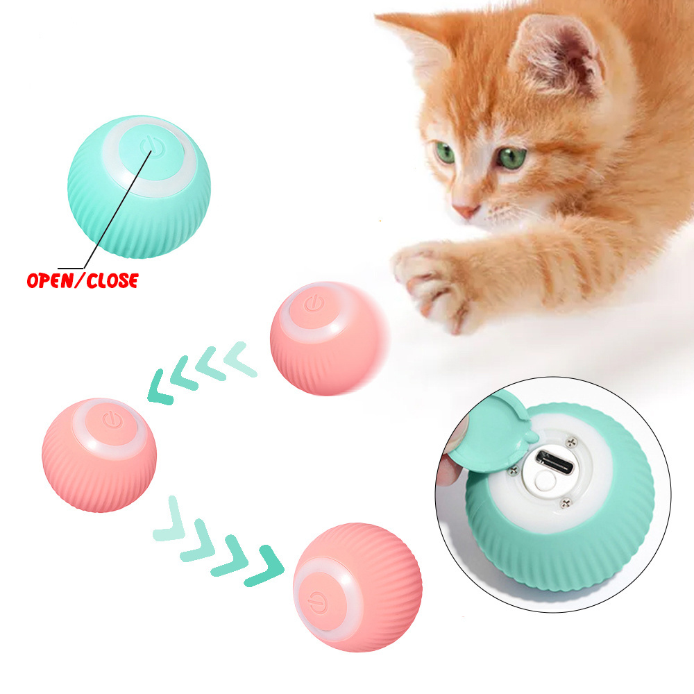 Smart Cat Toys Automatic Rolling Ball Self-moving Kitten Toys for Indoor Playing Rechargeable Cat Funny Ball