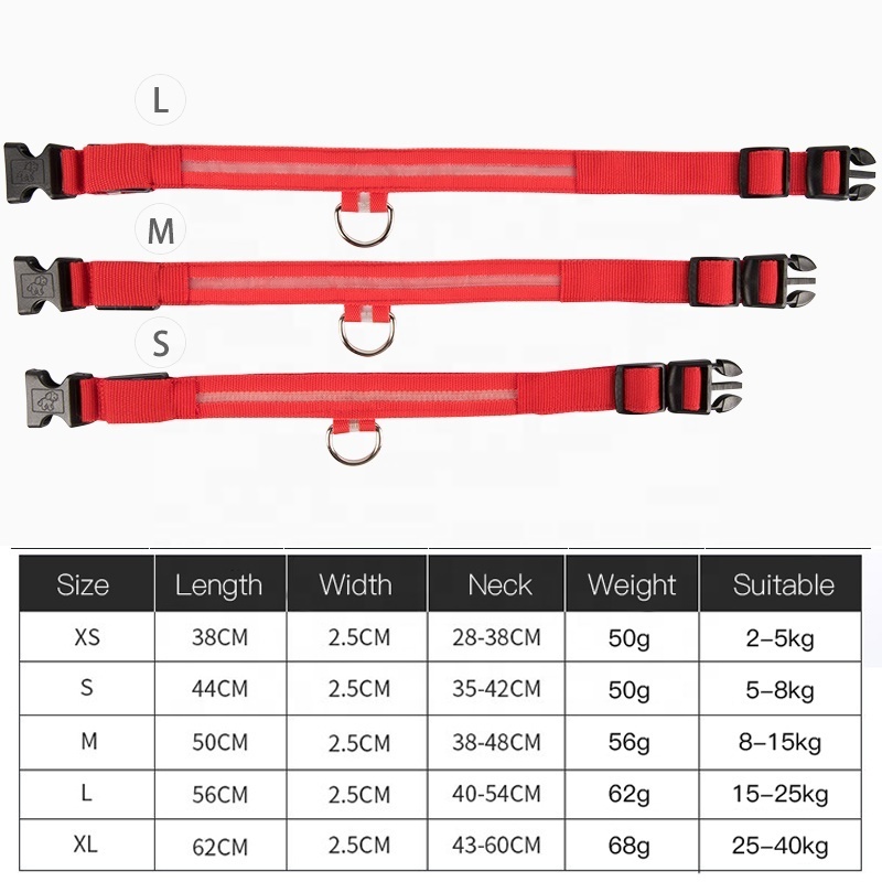 Factory Wholesale Light Up Dog Collar Manufacturers Customized Nylon Led Dog Collar