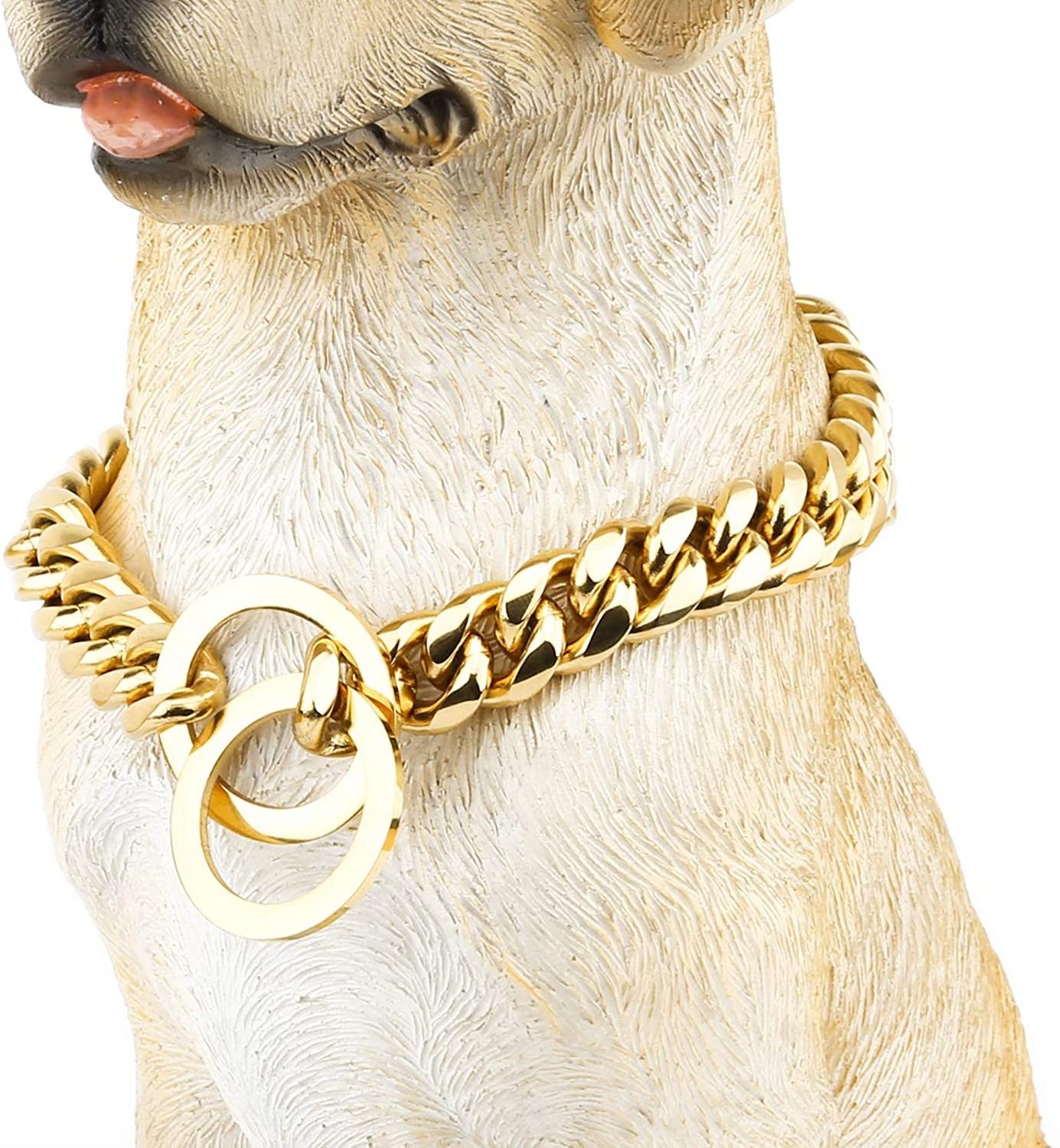 Heavy gold dog chain collar stainless steel pet collar training choke dog metal collar