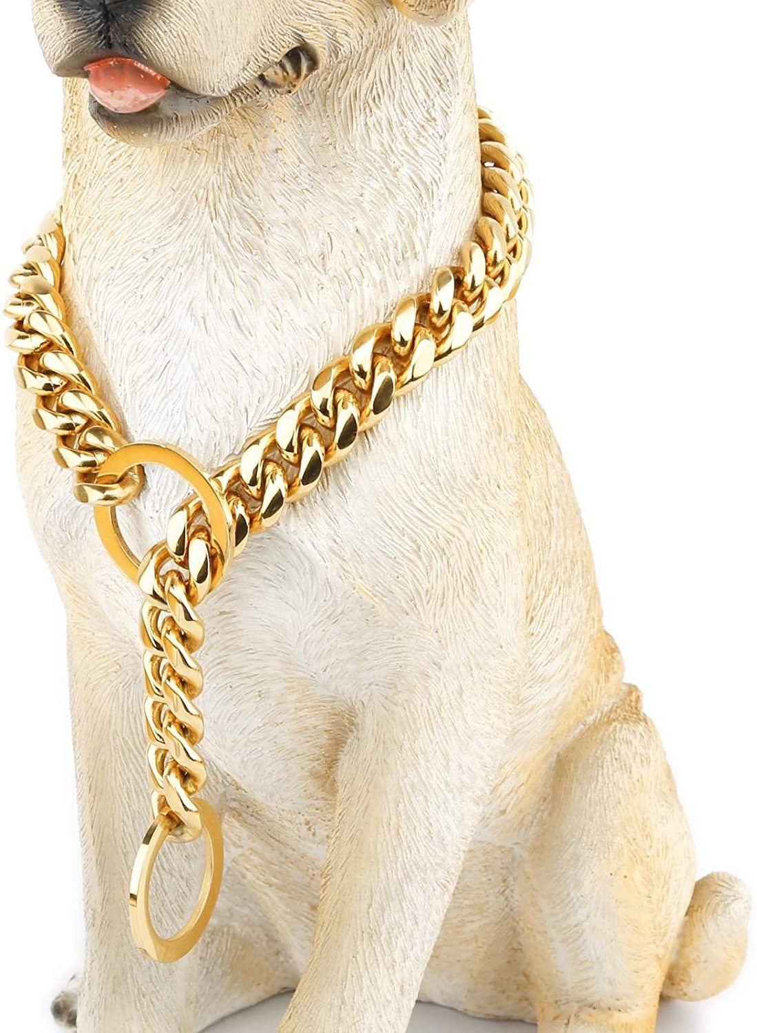 Heavy gold dog chain collar stainless steel pet collar training choke dog metal collar