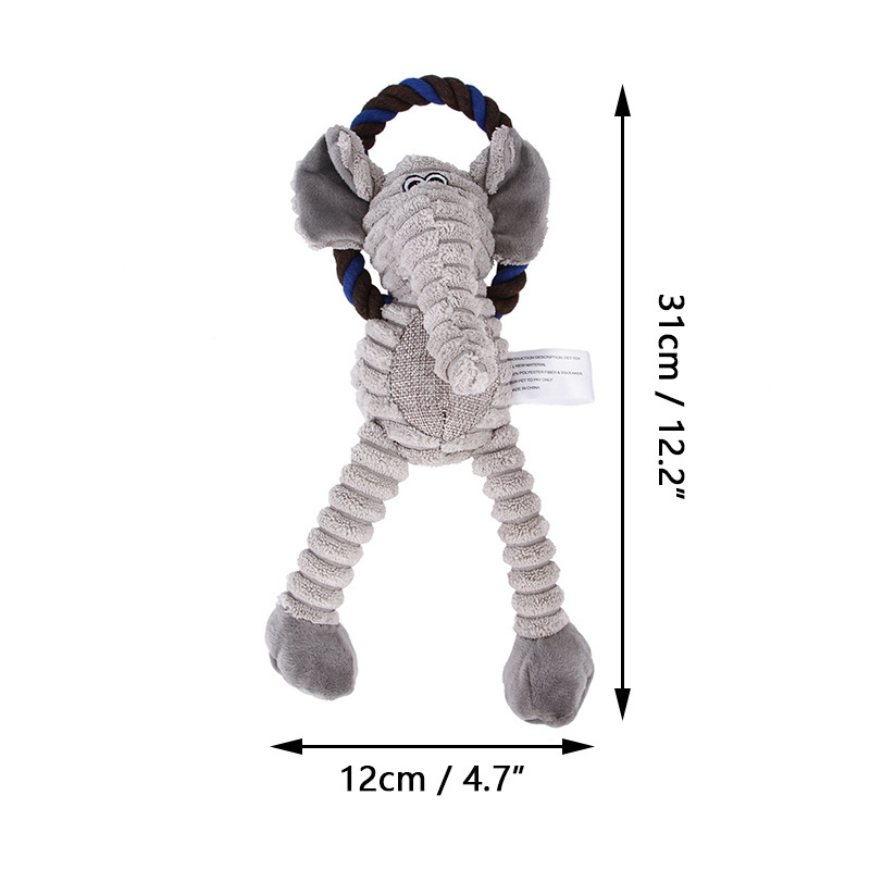 Wholesale hundespielzeug Corduroy Dog Toys Animal Shape Pets Plush Toy Cleaning Training Sound Rope Squeak Dog Chew Toy