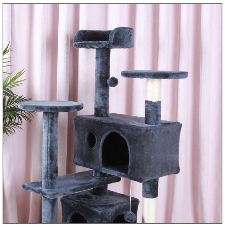 Plush Best Selling Basic Cat trees Hammock and condo and factory direct supply cat tower tree