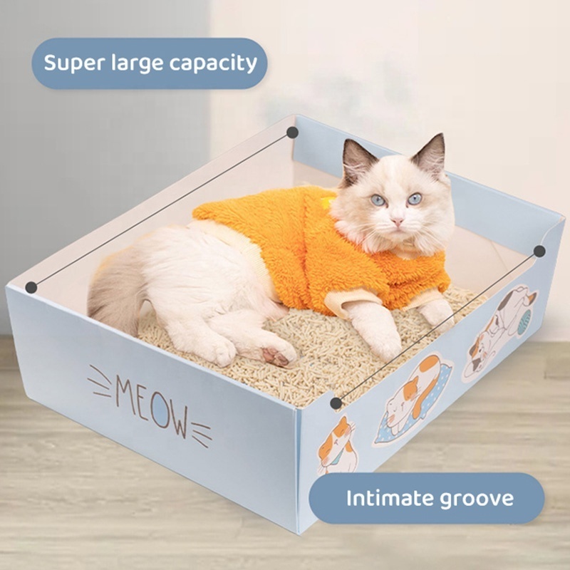 Disposable Portable For Travel Large Capacity Custom Design Cute Disposable Foldable Cat Litter Box