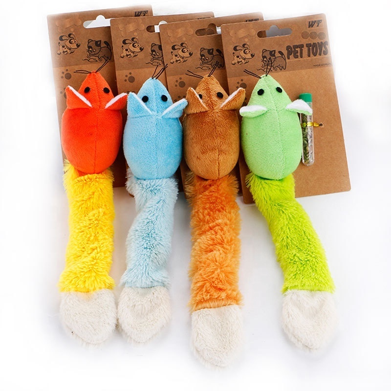 pet products Cat Mint Mouse Macaron with Long Tail cat toy mouse custom plush toys for cat