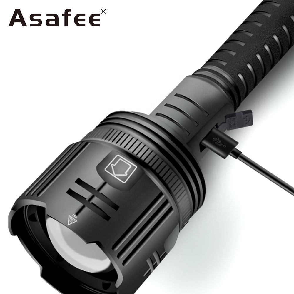 Asafee XHP360 Powerful Flashlight 5000Lumen High Bright Rechargeable Telescopic Zoom 5 Modes Outdoor Adventure Torch Light