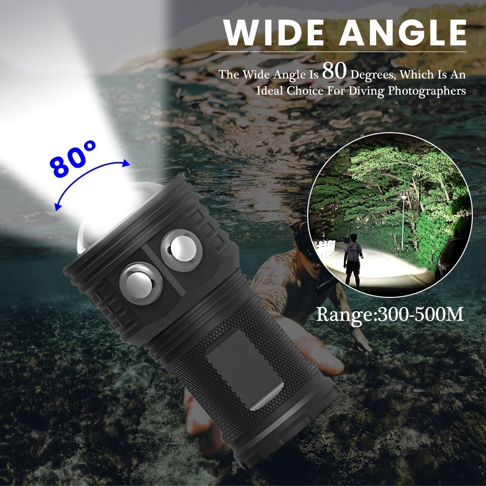 Asafee Underwater Photography Flashlight DRC01 Rechargeable Waterproof Diving Video Light Portable Diver Lamp