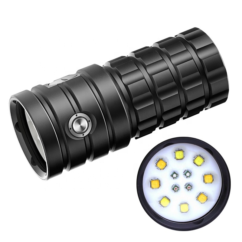 Wholesale Diver Photography Flashlight 25000 lumen Built-in Battery Waterproof Professional Scuba Diving Torch Light