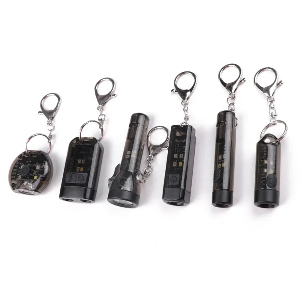 Wholesale USB Rechargeable Pocket Keyring LED Torch Outdoor Hiking Rescue Whistle Mini Keychain EDC Flashlight