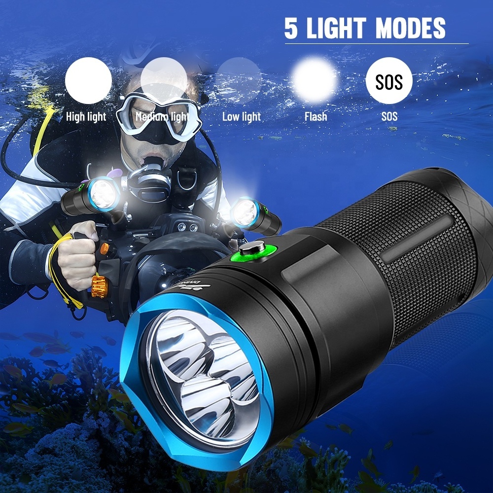 ASAFEE DA56 Powerful 6000 Lumen SST40 LED Diving Flashlight Rechargeable Diver Torch with IP68 Rating Emergency Underwater Dive