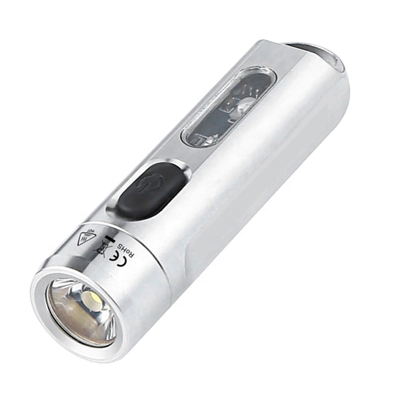 MINI ONE Rechargeable LED Keychain Torch Light MULTI- PURPOSE EDC Flashlight White 365nm uv RGB light