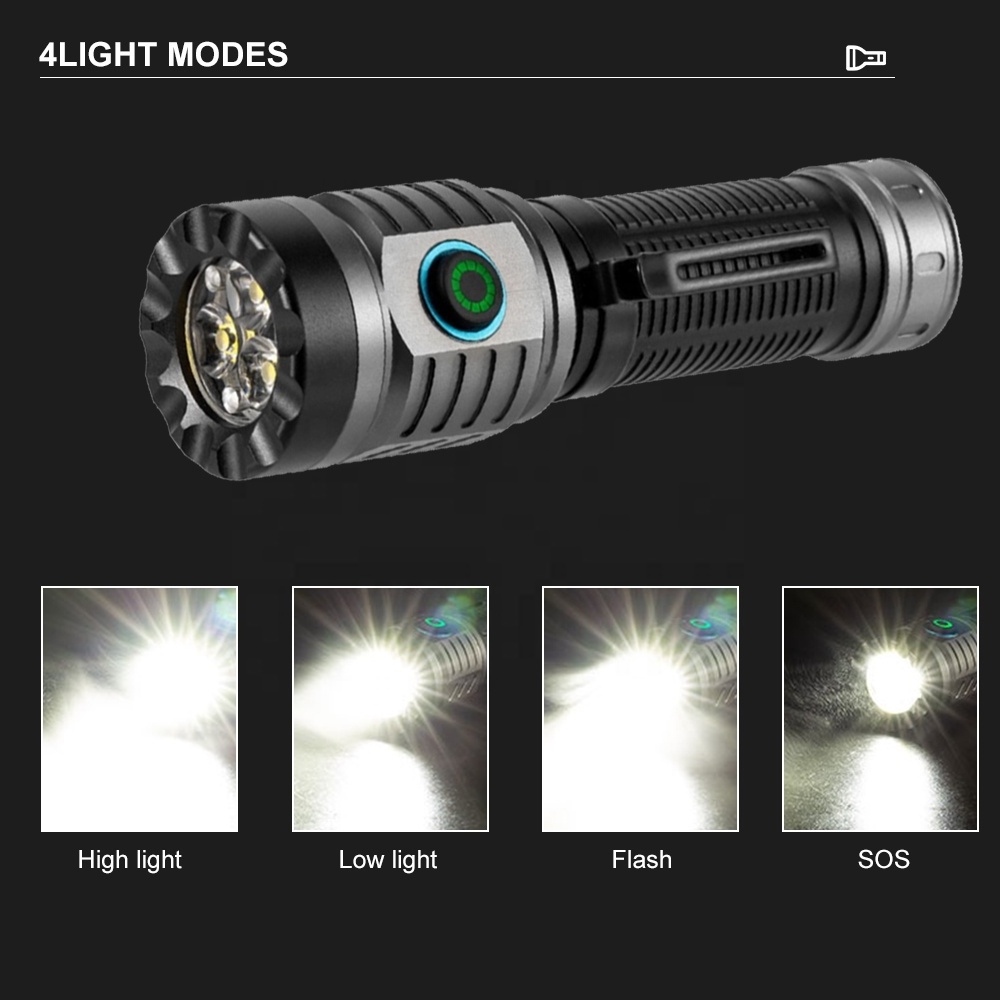 New Flashlight 2024 High Power 2500 Lumens LED Torch Light Long Range Rechargeable Led Flashlight