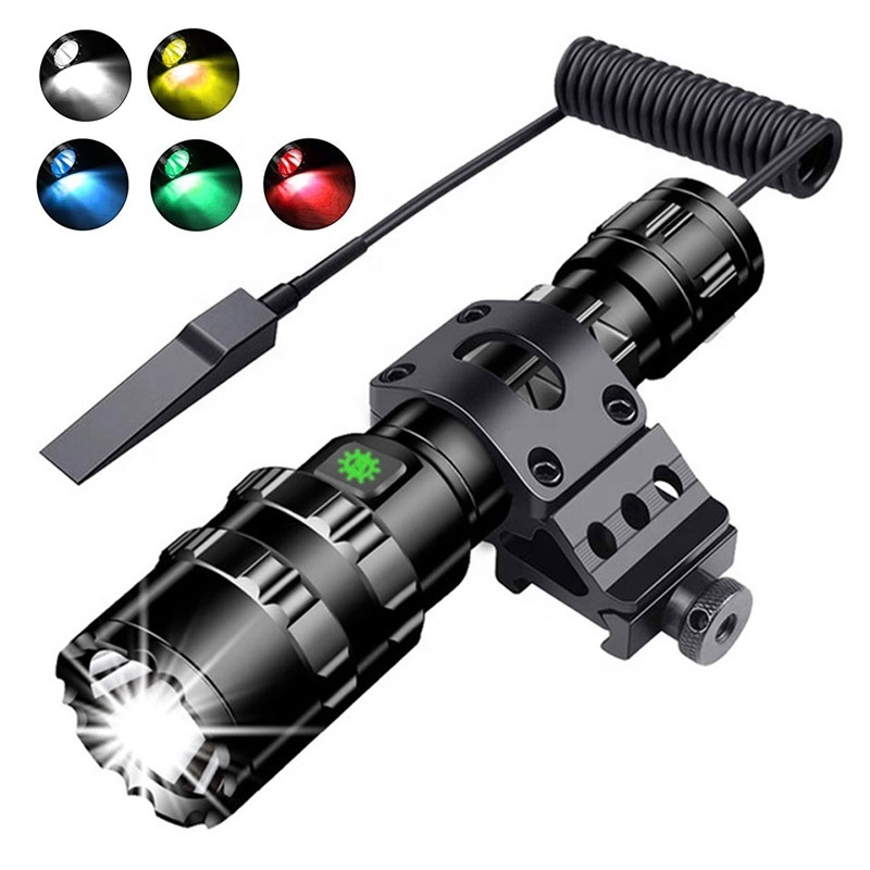 Powerful tactical flashlight18650 XML2 LED hunting flashlight filter light remote control rechargeable flashlight torch outdoor