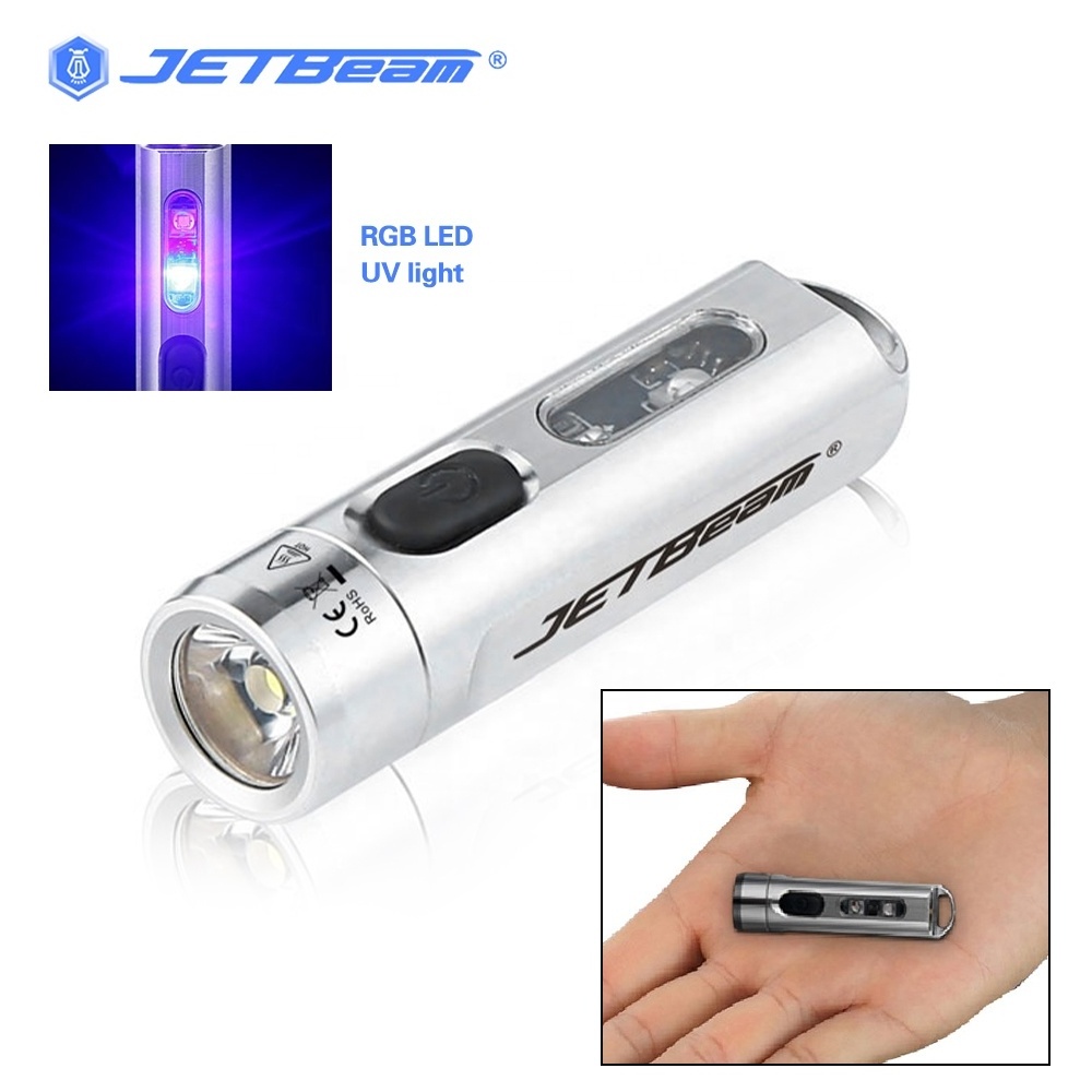 MINI ONE Rechargeable LED Keychain Torch Light MULTI- PURPOSE EDC Flashlight White 365nm uv RGB light