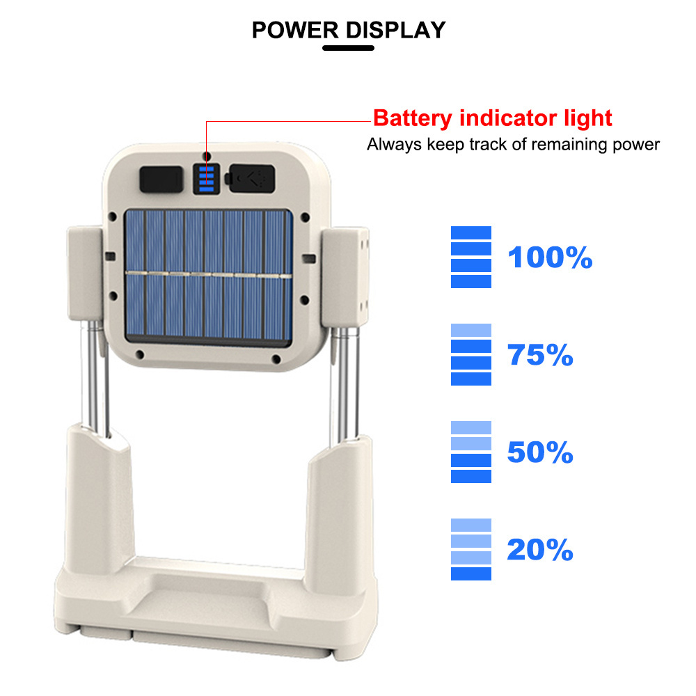 Foldable Adjustable Height Outdoor Camping Light Built-in Battery Solar Camping Lantern