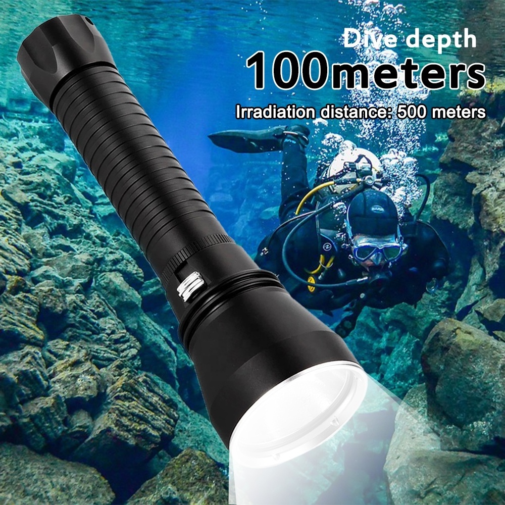 Asafee Powerful XHP70 LED Flashlight Yellow/White Light 4000 Lumens Rechargeable Stepless Dimming Diving Torch Light