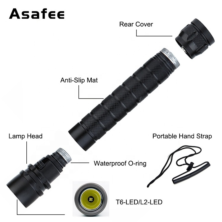 Asafee XM L2 led torch flashlight 1000 Lumens Rechargeable diving flashlight Underwater torch diving led light