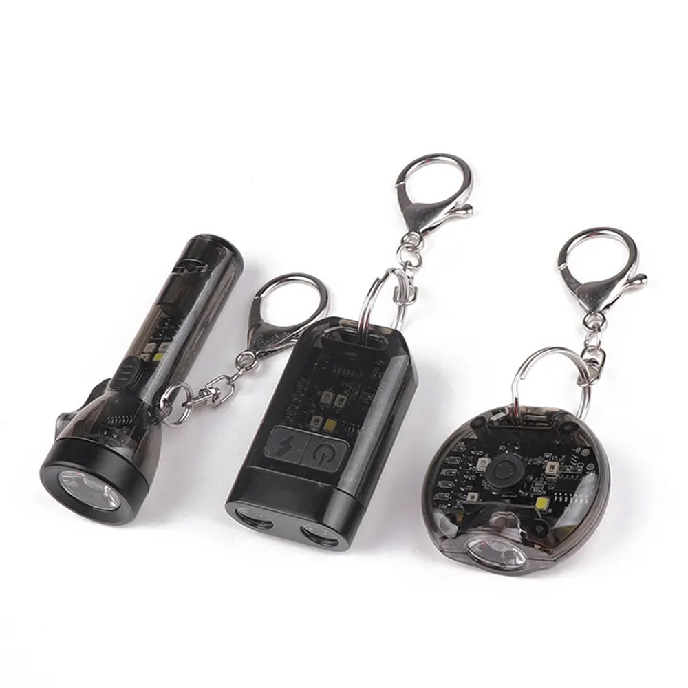 Wholesale USB Rechargeable Pocket Keyring LED Torch Outdoor Hiking Rescue Whistle Mini Keychain EDC Flashlight