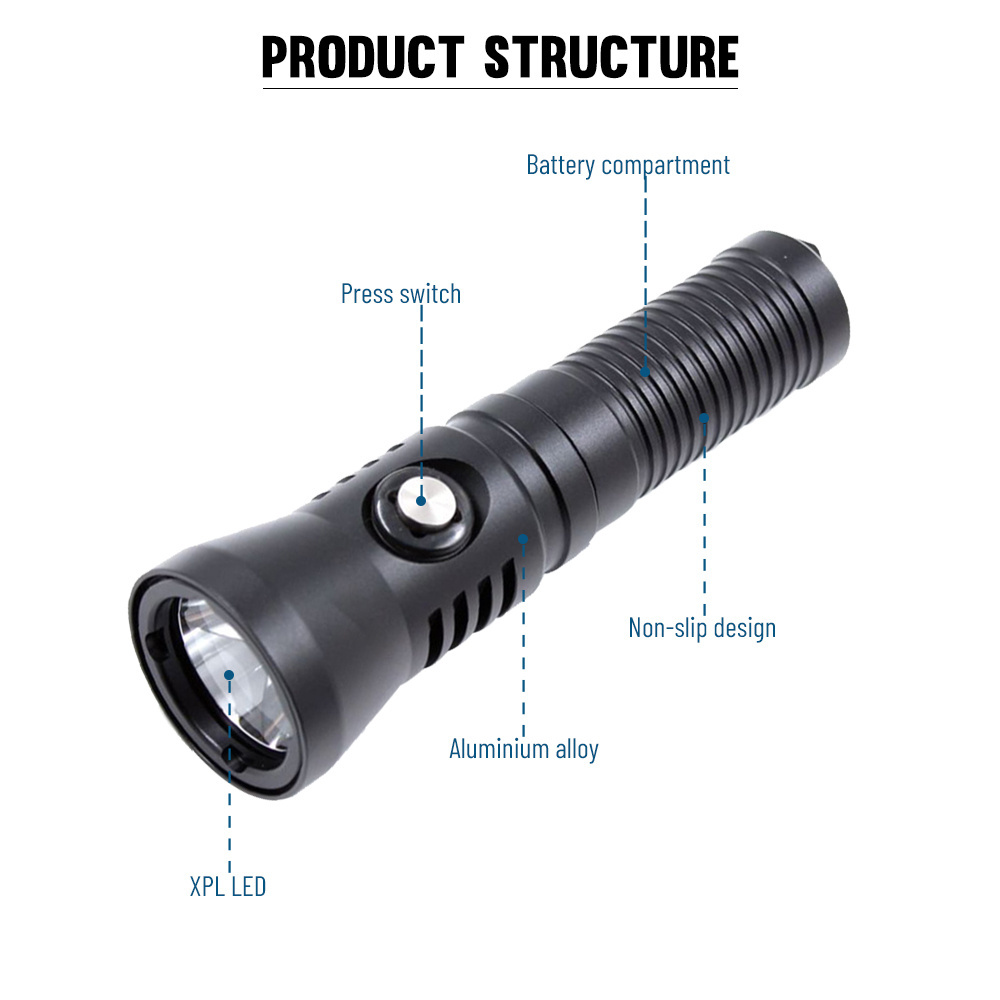 Asafee DT11 XPL Led Dive light 1200Lumens 3 modes  Aluminum alloy Scuba lamp 21700 battery Diving Flashlight