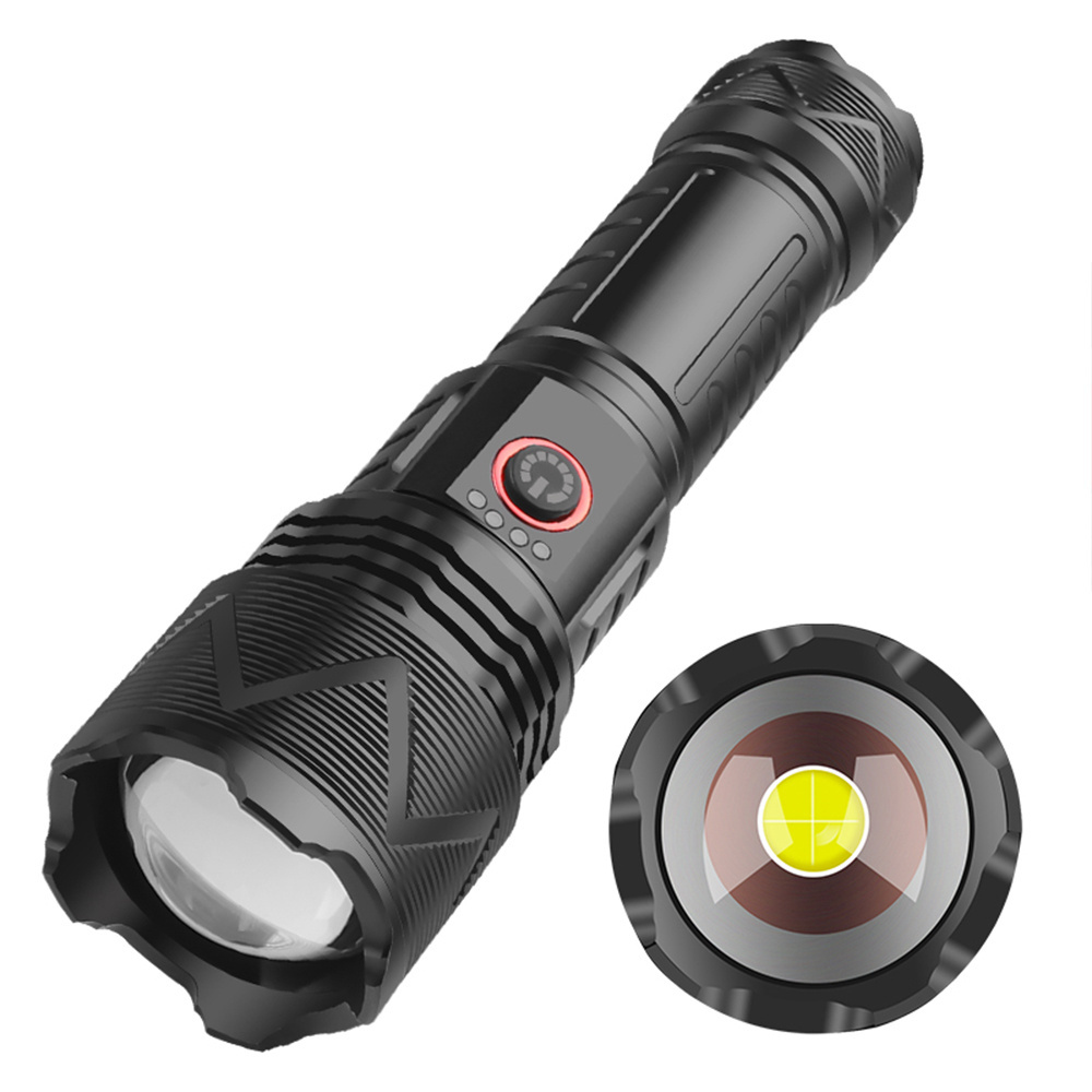 Asafee 1823 Zoomable Tactical P70 1500LM Flashlight Strong Light Outdoor  Torch with Attack Head Power Bank Flashlight