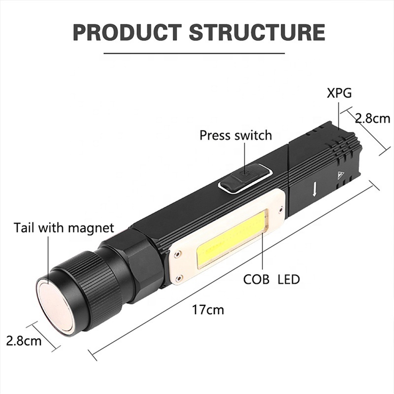 best gift hot sale magnetic Working Lights USB rechargeable mini Led Flashlight multi function cob auto repair inspection light