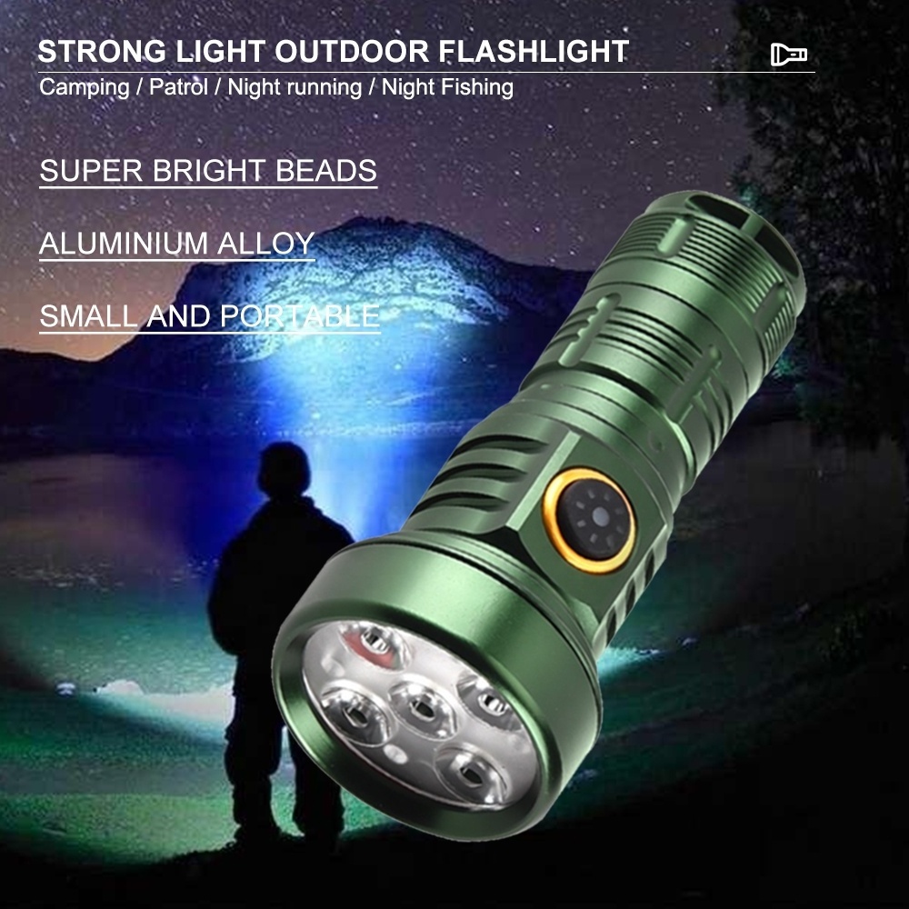 ASAFEE DY500 Mini EDC Portable Rechargeable Flashlight with Durable Aluminum Alloy Body and 5 LEDs Type-C Charging Torch