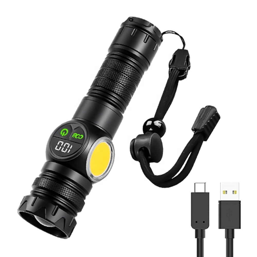 Wholesale High Quality 3000LM 1000m Long Distance LED Flashlight Dual Switch USB Rechargeable Zoomable Outdoor Flashlight