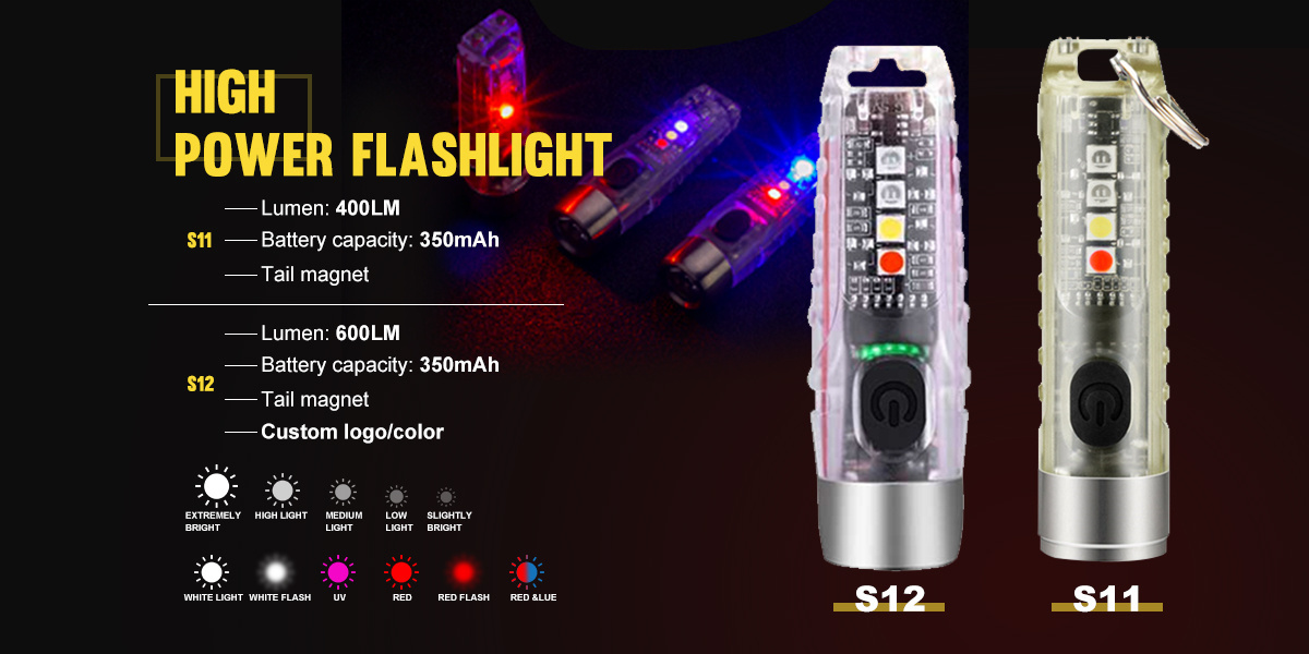 Keychain Flashlights Max 610 High Lumens Super Bright Rechargeable LED Flashlight 11 Mode EDC Small Pocket Flashlight