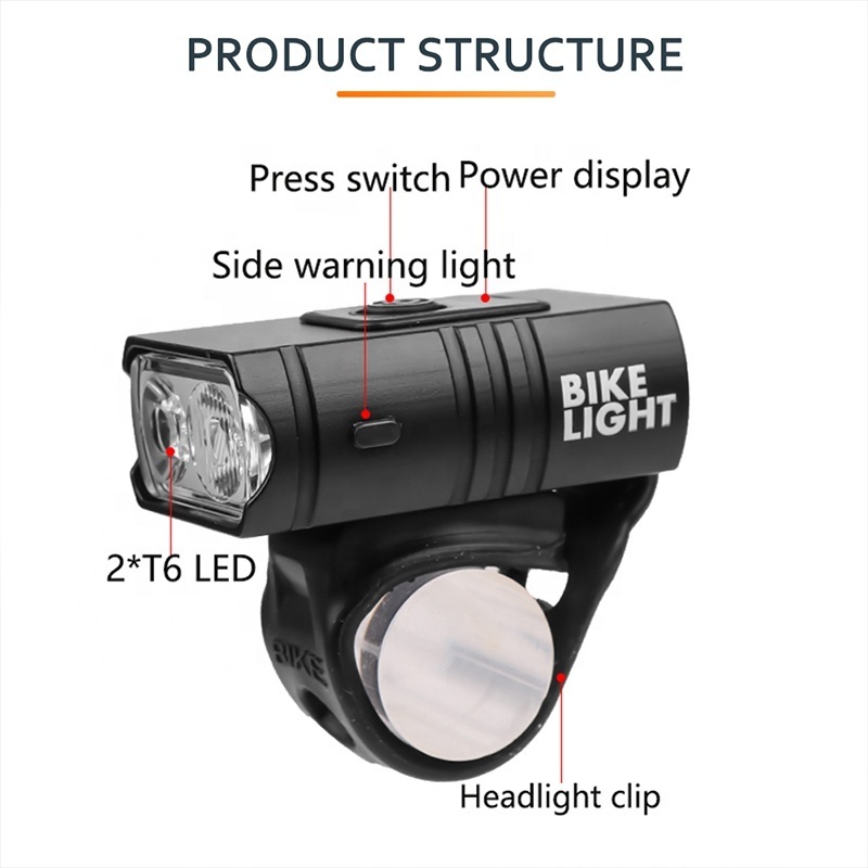 Led Bicycle Bike Front Light Power Display MTB Mountain Waterproof Usb Cycling Light LED Bike Frame Lamp