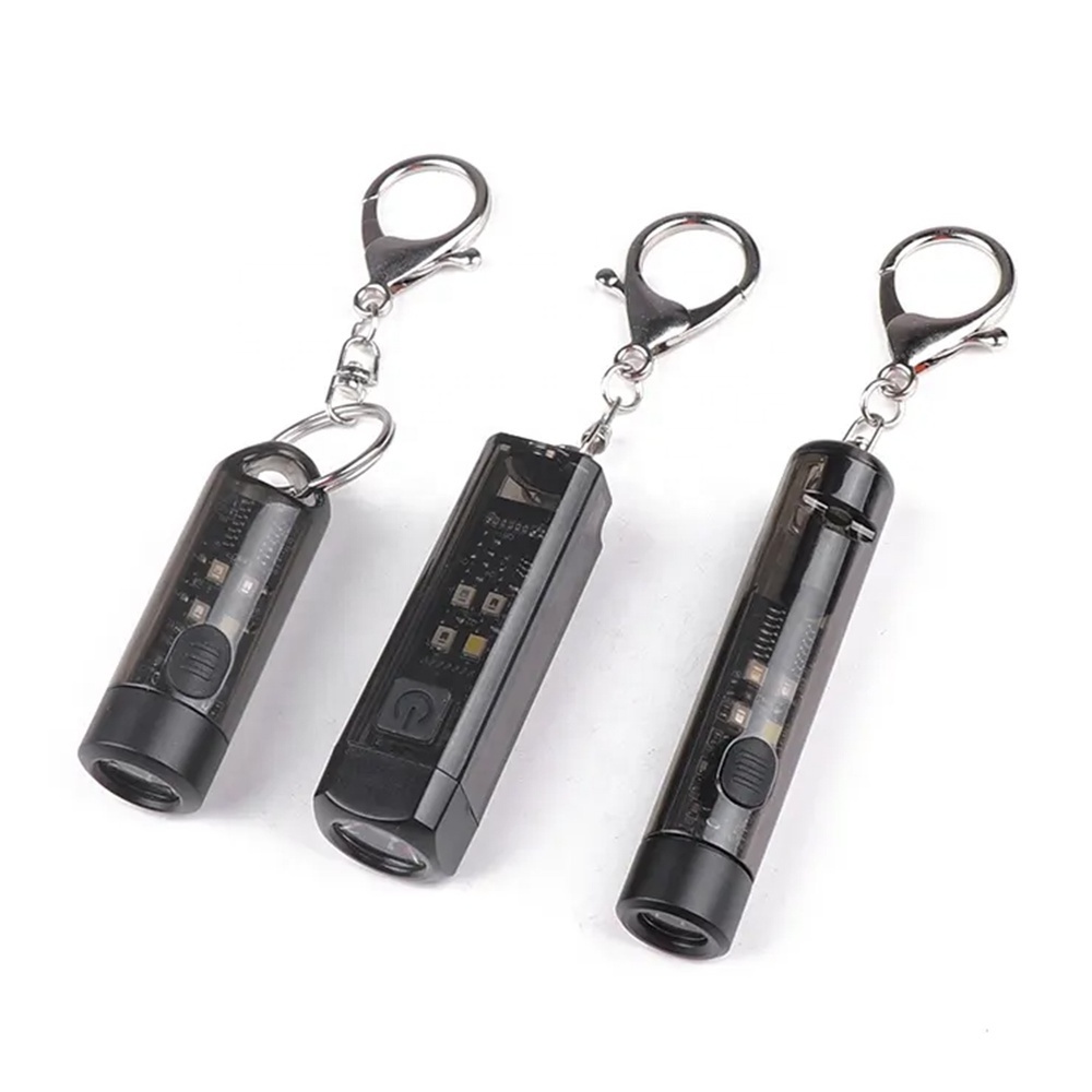 Wholesale USB Rechargeable Pocket Keyring LED Torch Outdoor Hiking Rescue Whistle Mini Keychain EDC Flashlight