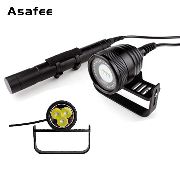 Asafee Split Diving Lamp Torch 3000LM Underwater Waterproof Scuba Diving led Flashlight Powerful Diver Main Light for Cave Wreck