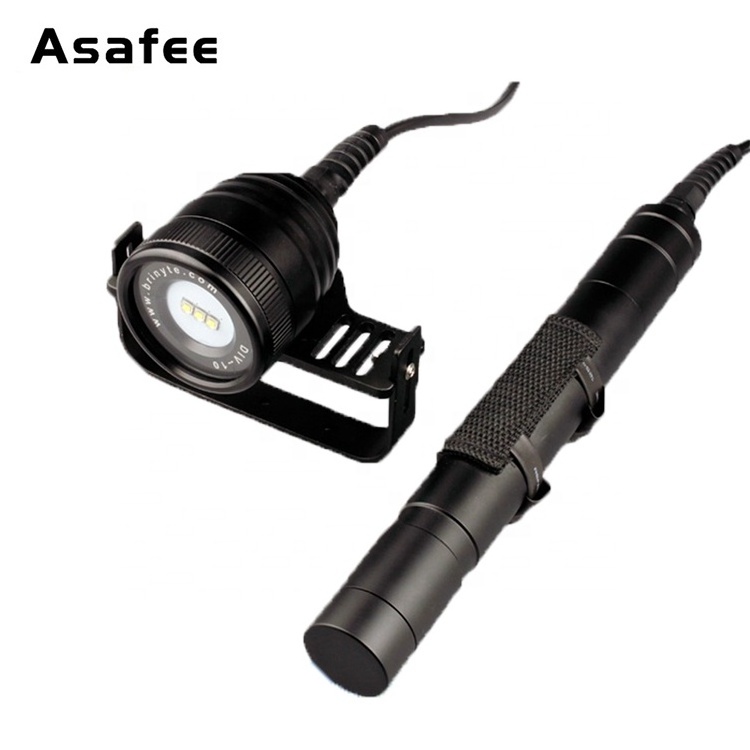 Asafee Split Diving Lamp Torch 3000LM Underwater Waterproof Scuba Diving led Flashlight Powerful Diver Main Light for Cave Wreck