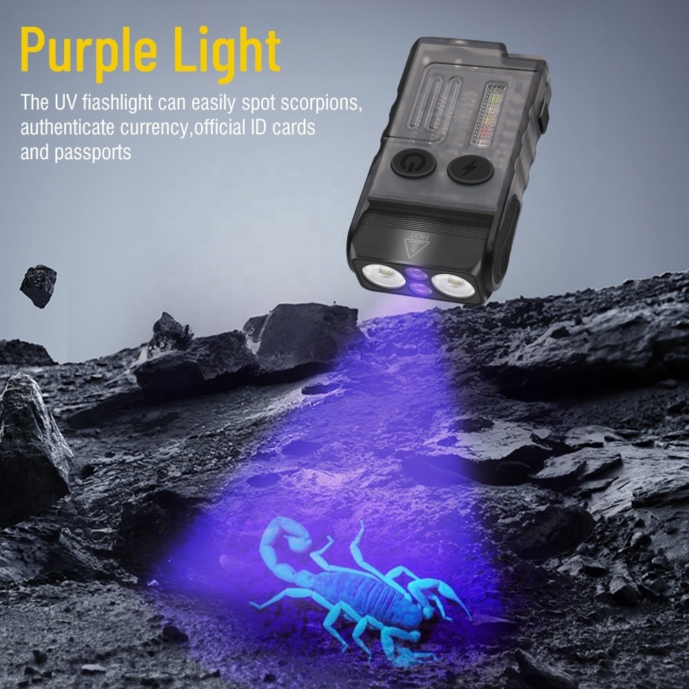 Keychain EDC Flashlight Small Keyring UV Torch Light for Scorpions Pet Urine Fluorescent Agents