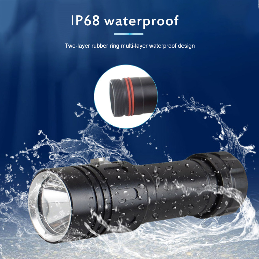 Underwater Rechargeable Diving led Flashlight Best Popular Dive Torch Lamp Waterproof led Diver flashlight for Diving