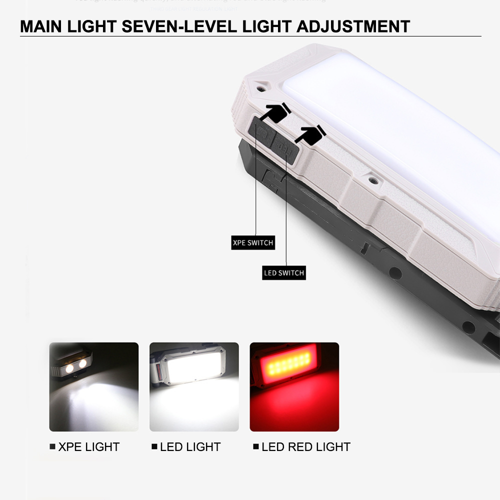 Portable Solar Car Repair Light Handheld Magnet Base Lamp 2*XPE LED SMD Multifunctional Work Light