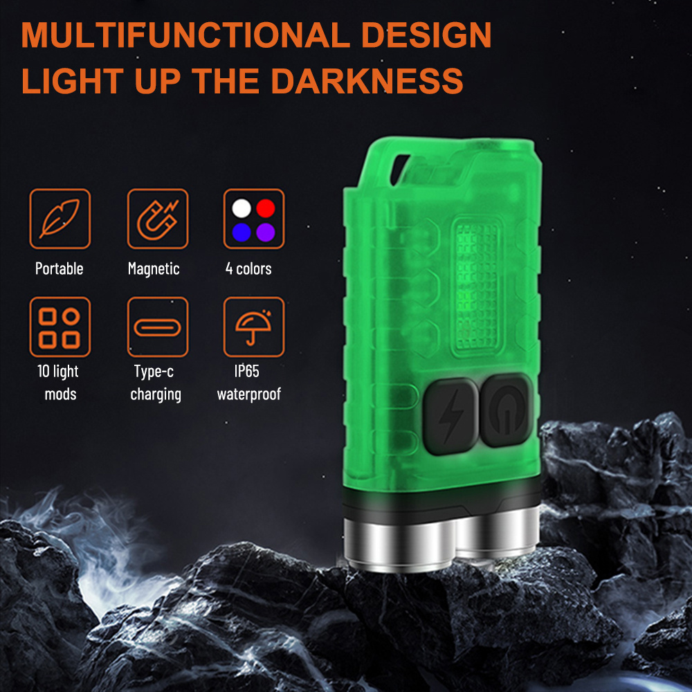 V3 Fluorescent Flashlight Small Mini Multi-functional EDC Keychain Flashlight Waterproof Rechargeable Magnet UV LED Flashlight