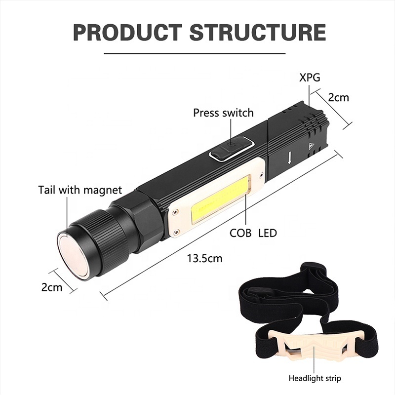 COB Rechargeable Work Lights with Magnetic Base 360 Rotate and Ultra Bright LED Flashlight Inspection Lamp for Car Repair