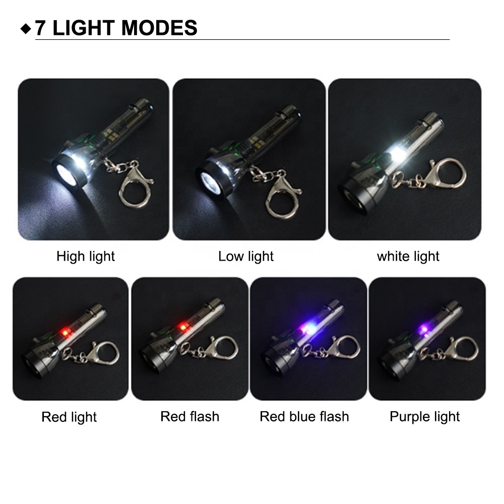 Wholesale USB Rechargeable Pocket Keyring LED Torch Outdoor Hiking Rescue Whistle Mini Keychain EDC Flashlight