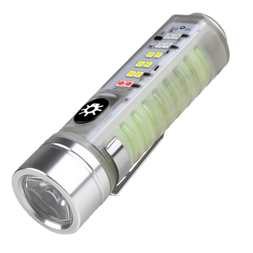 New Hot Sale Plastic XPE Flashlight White Red Blue UV LED Torch Light with Magnet Outdoor Rechargeable Work Light