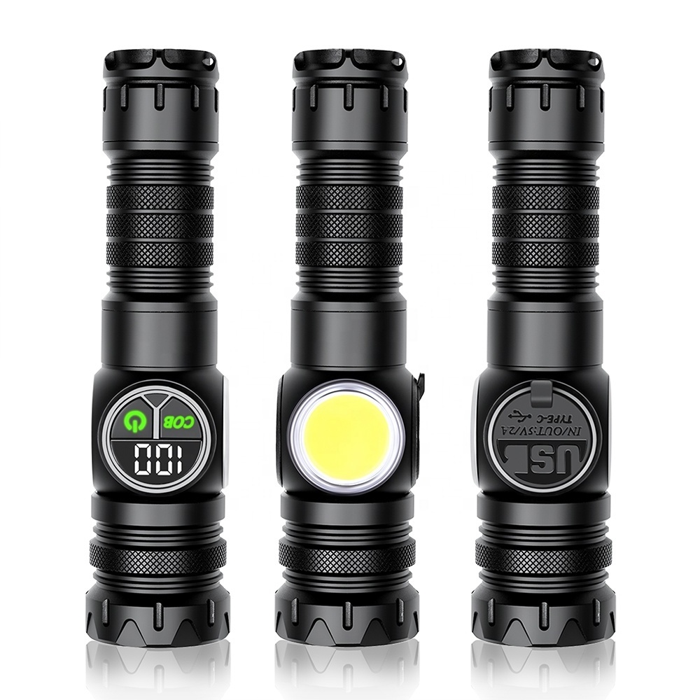 Wholesale High Quality 3000LM 1000m Long Distance LED Flashlight Dual Switch USB Rechargeable Zoomable Outdoor Flashlight