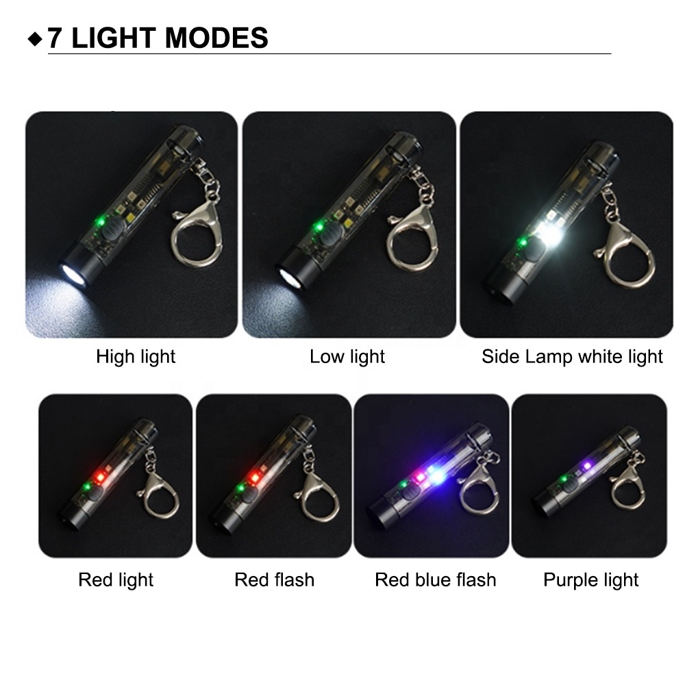 Best Promotion Gift EDC Flashlight Small Pocket Keychain Torchlight Powerful Muilt-function Whistle TYPE-C Charging Torch Lamp