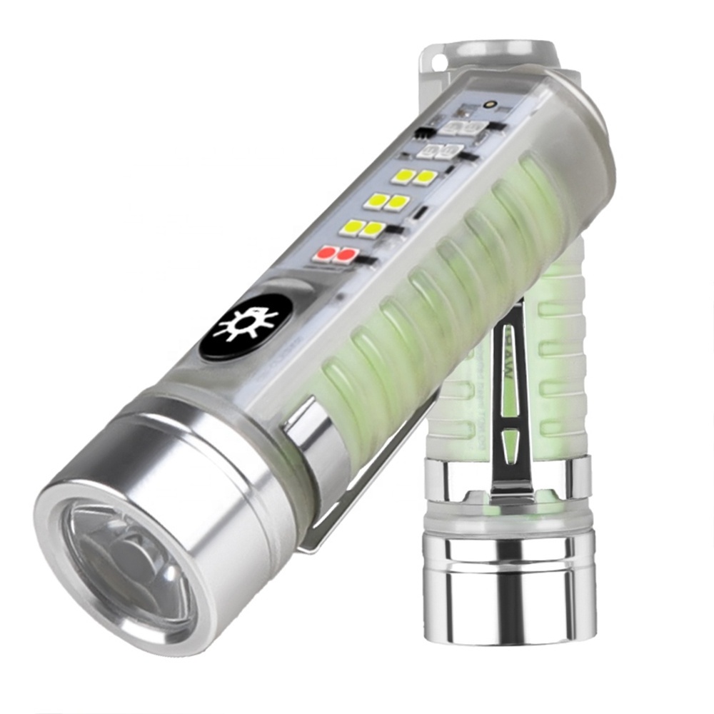 New Hot Sale Plastic XPE Flashlight White Red Blue UV LED Torch Light with Magnet Outdoor Rechargeable Work Light