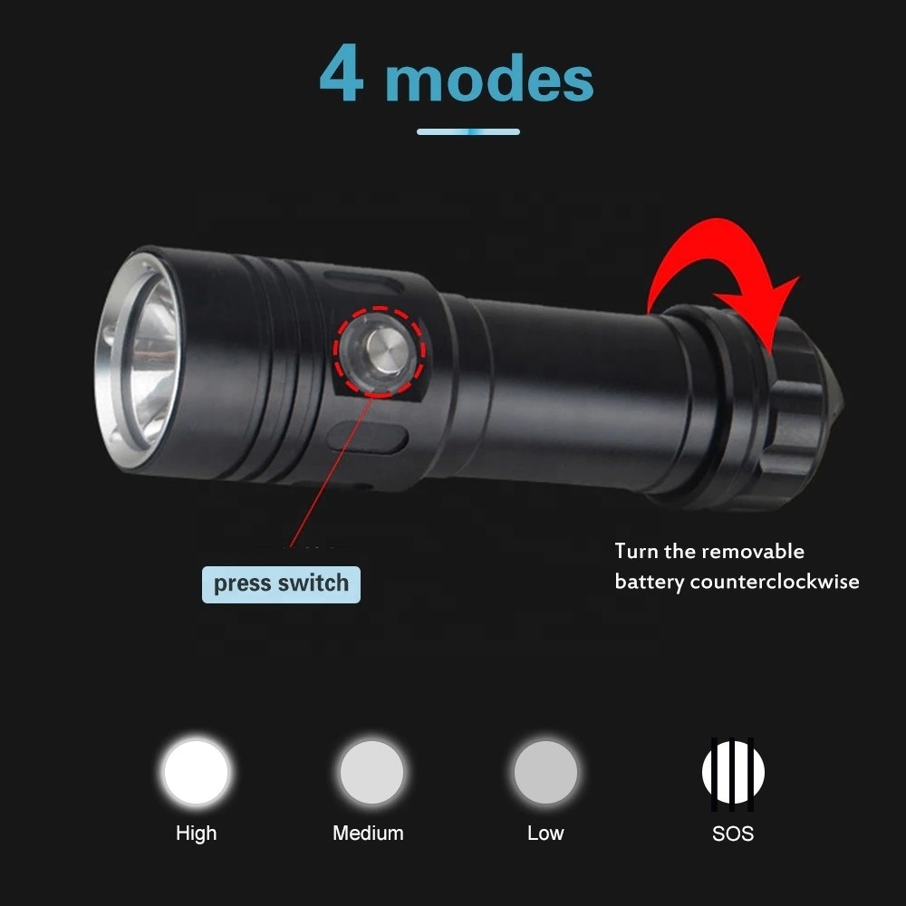 Underwater Rechargeable Diving led Flashlight Best Popular Dive Torch Lamp Waterproof led Diver flashlight for Diving