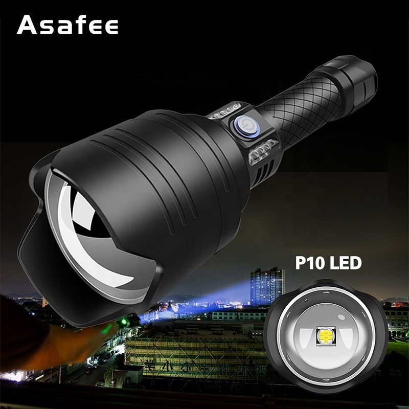 New Multifunction rechargeable Zoom P10 LED  Flashlight 4Modes 500m Long Distance Torchlight