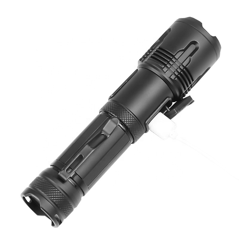 P99 LED Flashlight High Power Zoomable 5 Modes 18650 26650 Camping Tactical Rechargeable Outdoor Flashlight Torch with Clip