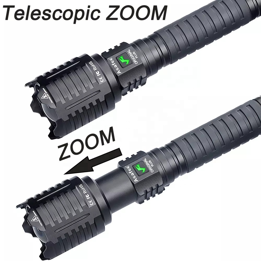 XHP160 Powerful flashlight Type-c USB rechargeable outdoor camping telescopic zoom Waterproof 5000 Lumens Tactical flashlight