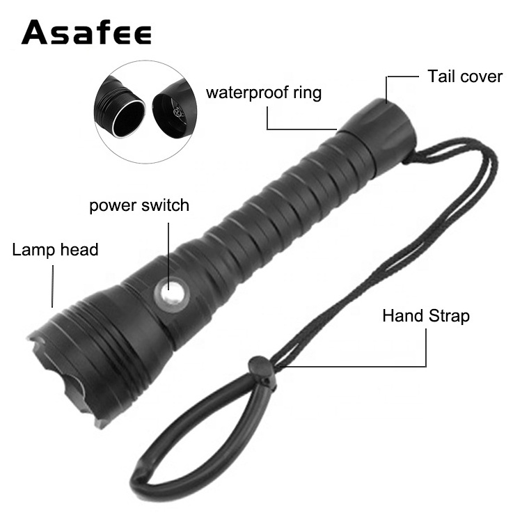 Hot Sale Waterproof P70 LED Diving Torch Flashlight 18650 26650 High Power Scuba Diving Light P 70 Flashlight Torch