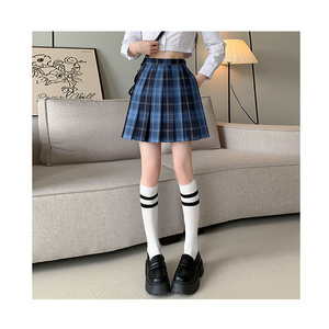 Wholesale Summer High School Girls High Waist Pleated Skirt Jk School Uniform Skirt Sets Plaid Skirts