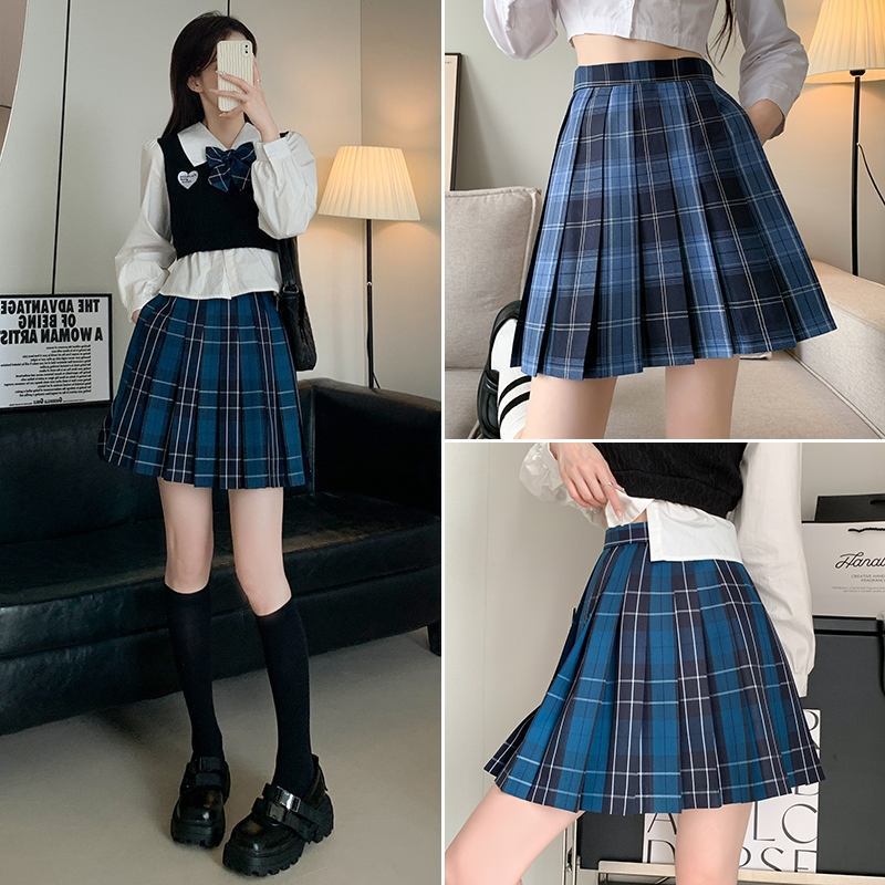 Wholesale Summer High School Girls High Waist Pleated Skirt Jk School Uniform Skirt Sets Plaid Skirts