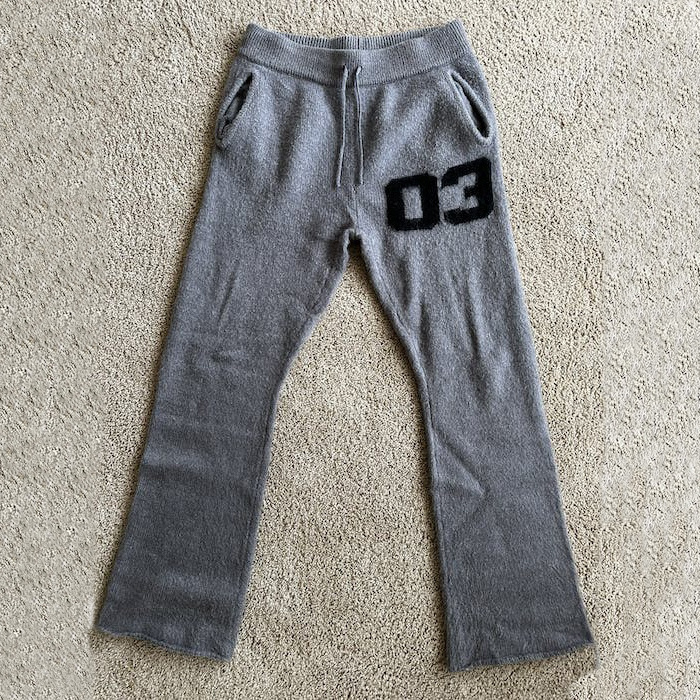 Wholesale OEM Flare Sweatpants Trousers Fuzzy Pants For Men Custom Printed Jogger Streetwear Mohair Flared Pants